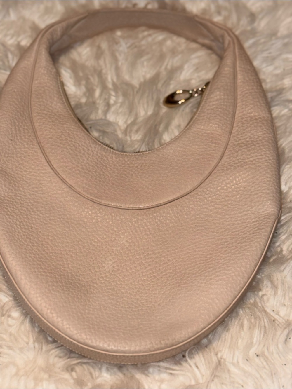 Vintage BVLGARI Blush Pink Pebbled Leather Mini Hobo Shoulder Bag
